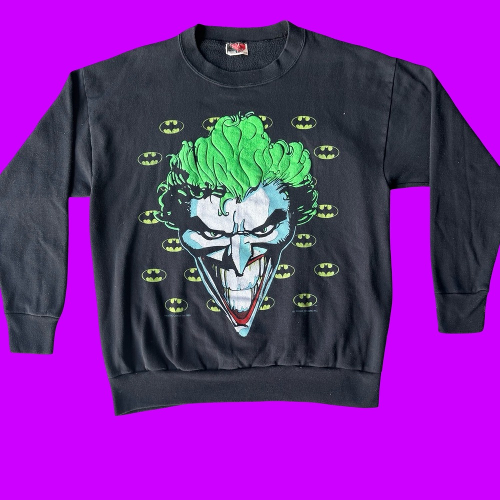 Vintage 1989 Batman‎ Joker Sweatshirt XL Division 1 USA Movie Promo Graphic Rare